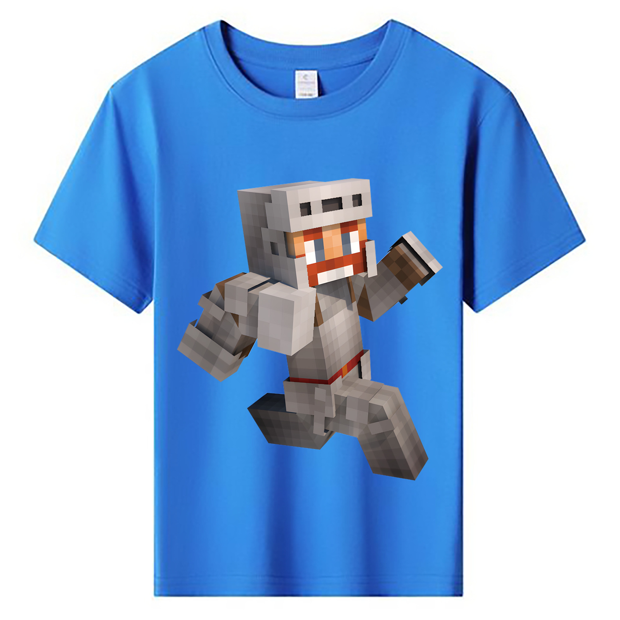 （画像用） マインクラフト ブロックの世界 Minecraft MC Block world 綿100％キッズTシャツ（フロントプリント）